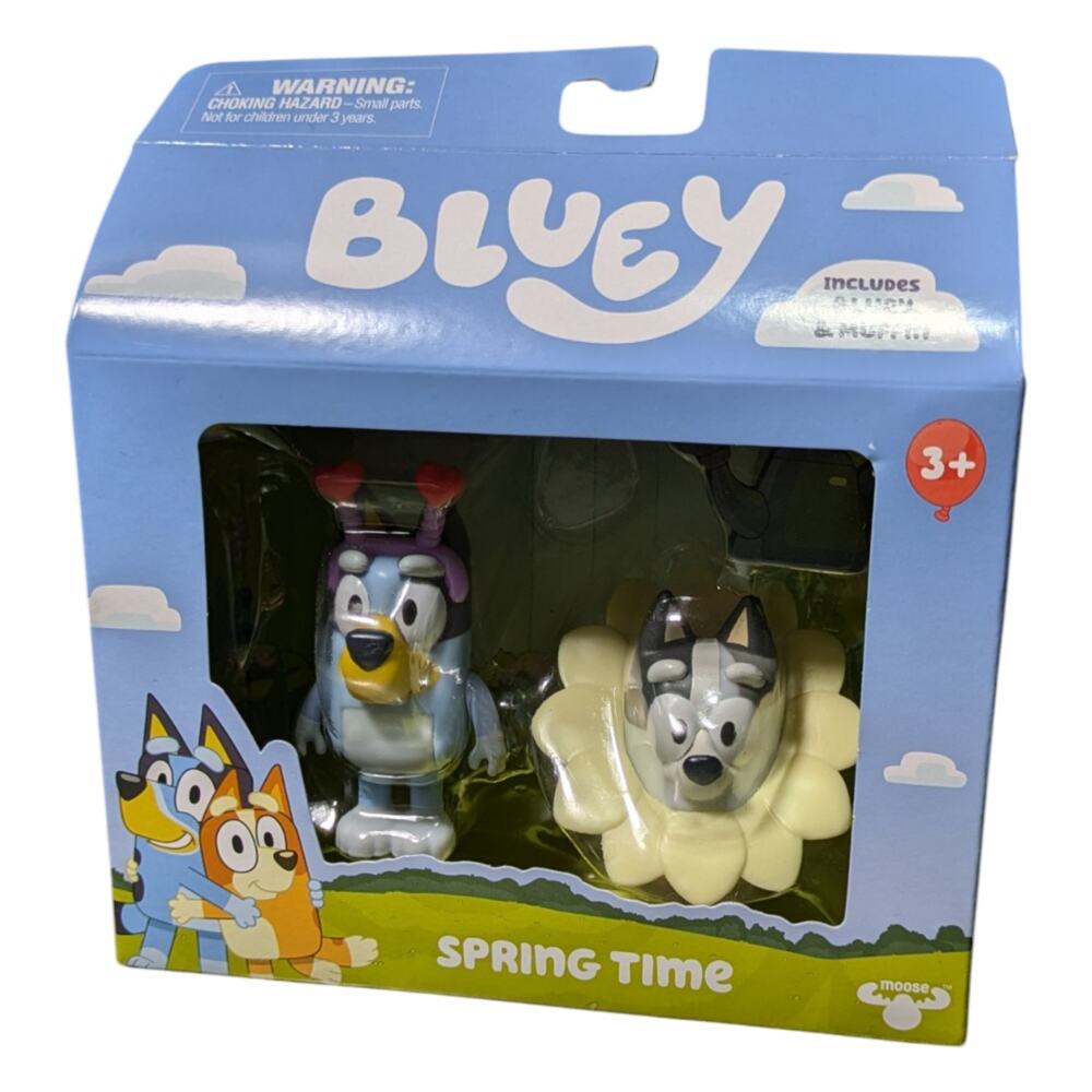 Bluey Spring Time Figure 2-Pack Featuring Bluey and Muffin NWT